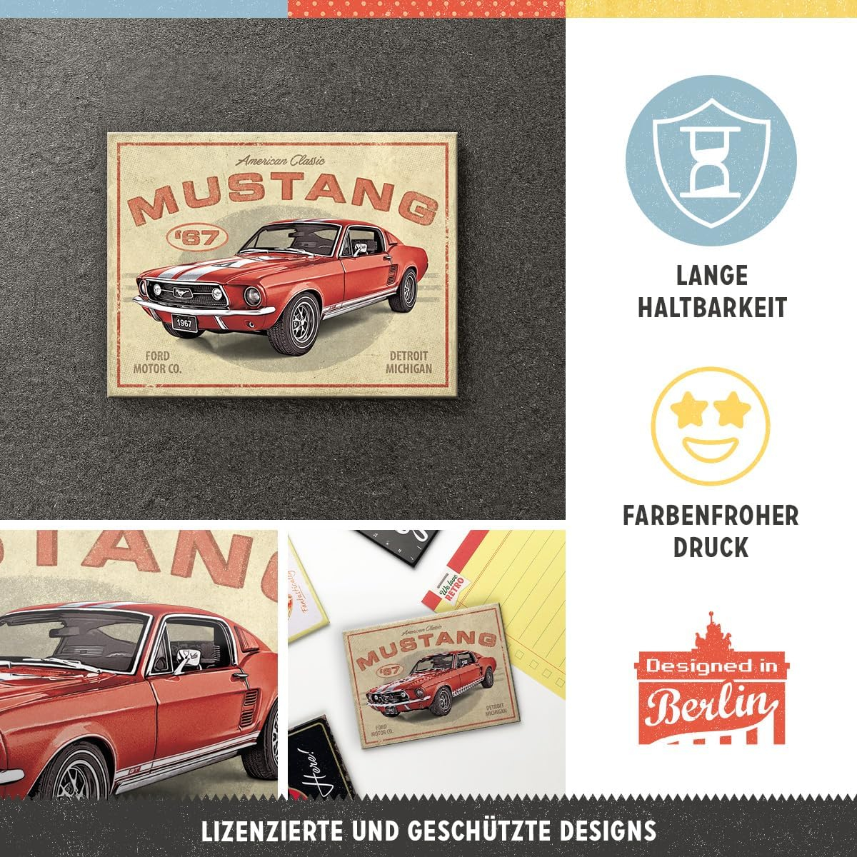 Magnet 6x8 cm Ford Mustang GT 1967 Red - Rosu [3]