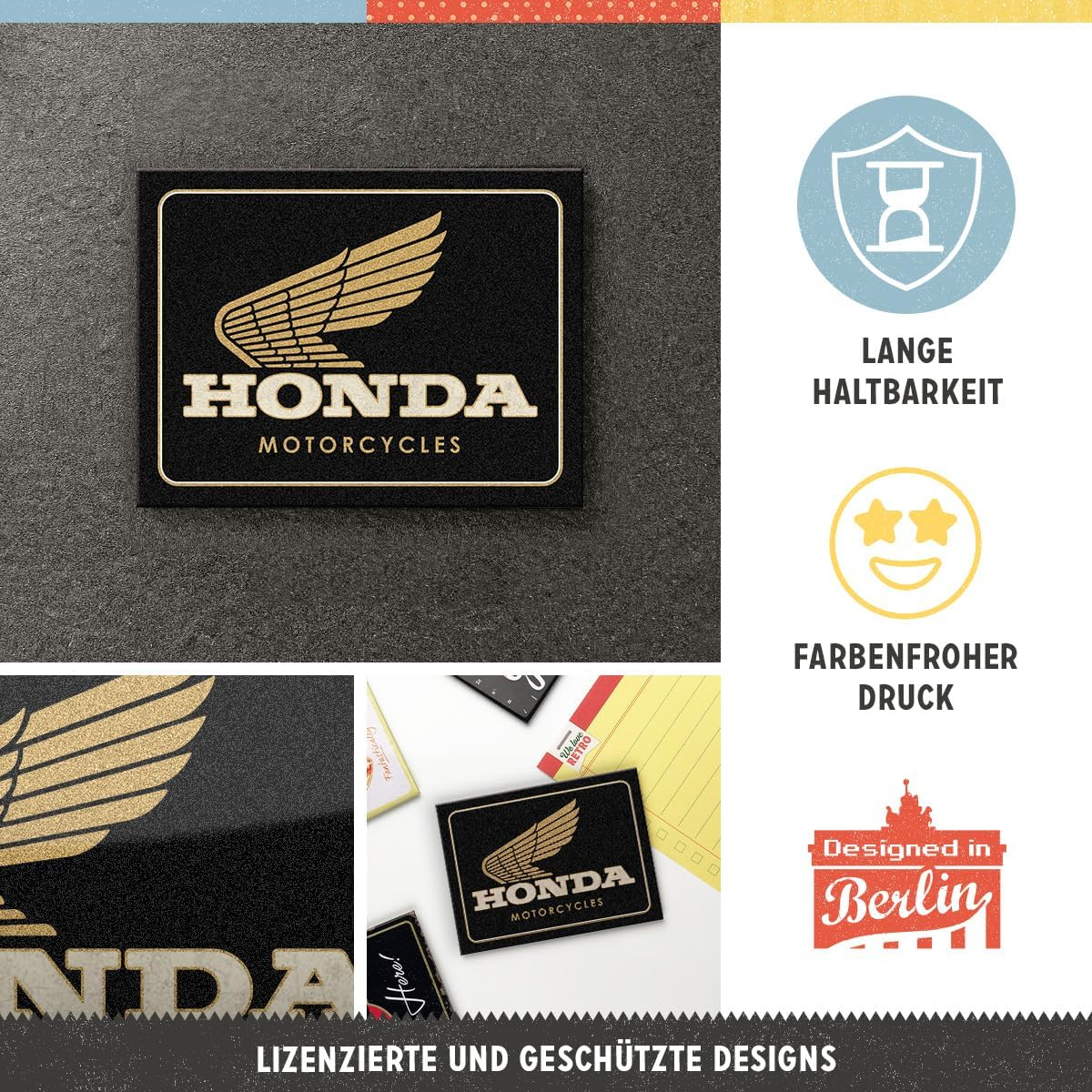 Magnet 6x8 cm Honda MC Motorcycles Gold - Sigla Honda Moto pe Auriu [3]
