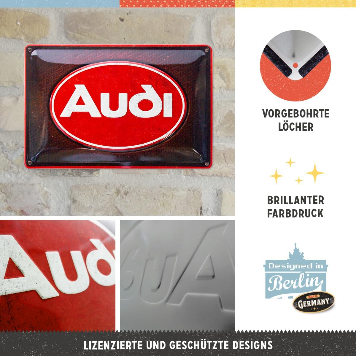 Placa 20x30 Audi - Logo Red Shine - Sigla Rosie Audi [3]