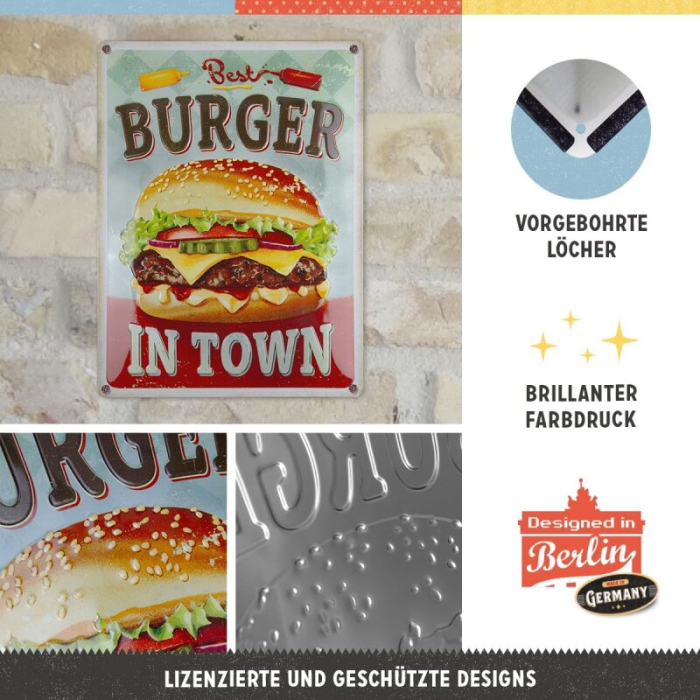 Placa 30x40 Best Burger in Town - Cel mai bun Burger din Oras [3]