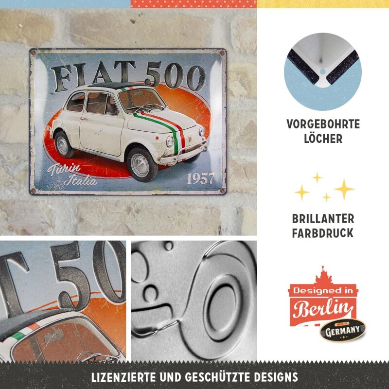 Placa 30x40 Fiat 500 - Turin Italia [3]