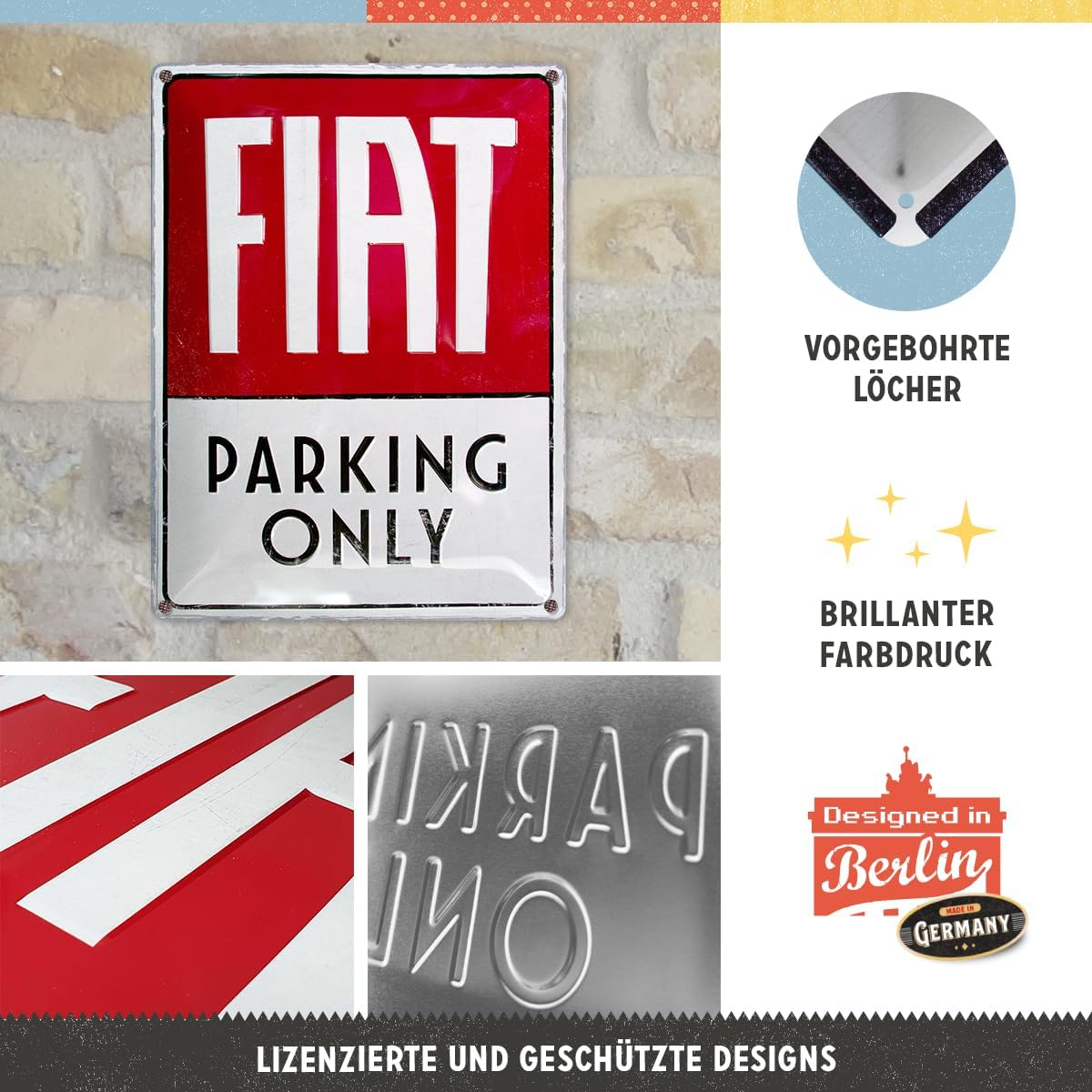 Placa 30x40 Fiat - Parking Only - Parcare Doar pentru Fiat [3]