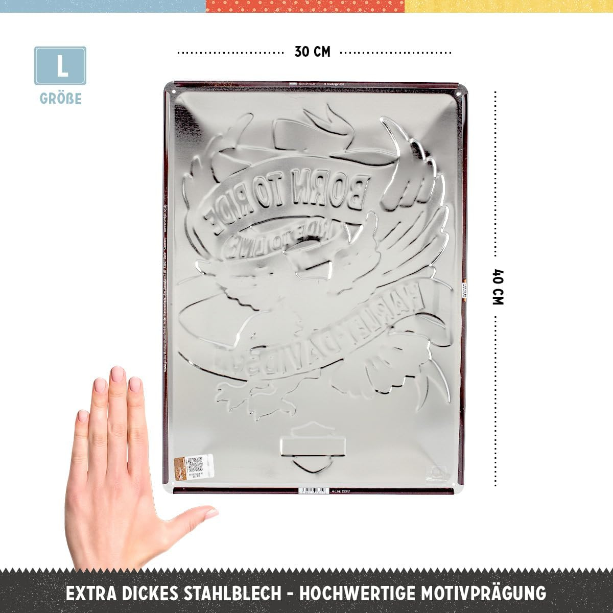 Placa 30x40 Harley Davidson - Born to Ride Eagle - Nascut Pentru drum [2]