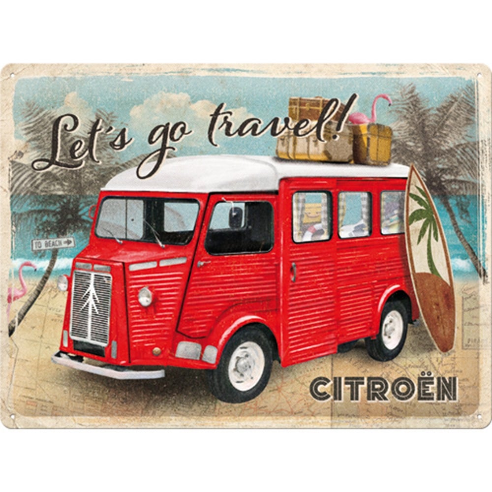 Placa decor 30x40 Citroen Type H Let's go travel - Hai sa calatorim [1]