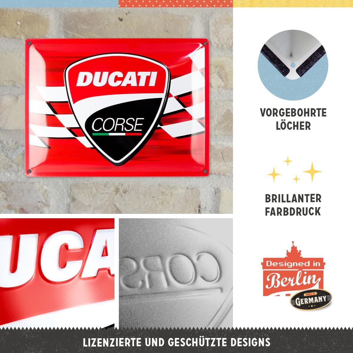 Placa decor 30x40 Ducati Corse Logo Steag de curse [3]
