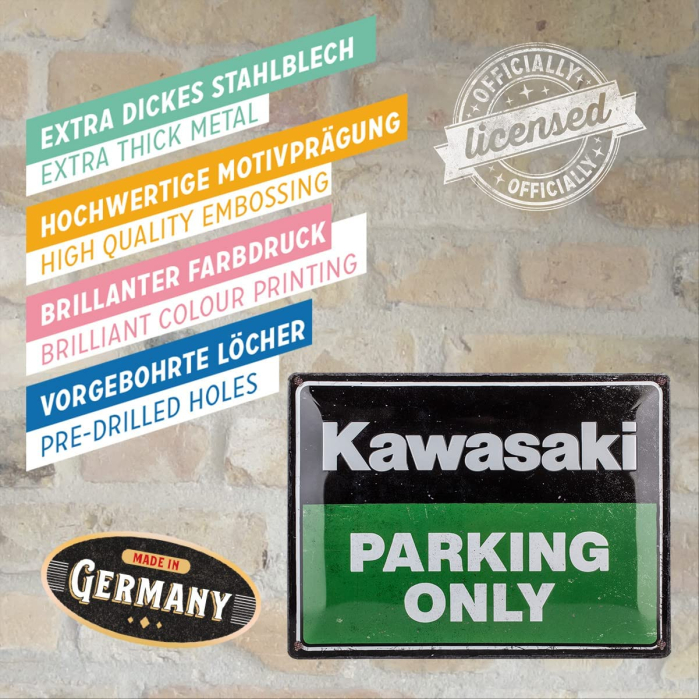 Placa decor 30x40 Kawasaki Parking Only Green [3]