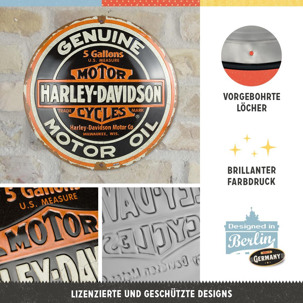 Placa decor 35cm Harley Davidson Ulei de motor Autentic [3]
