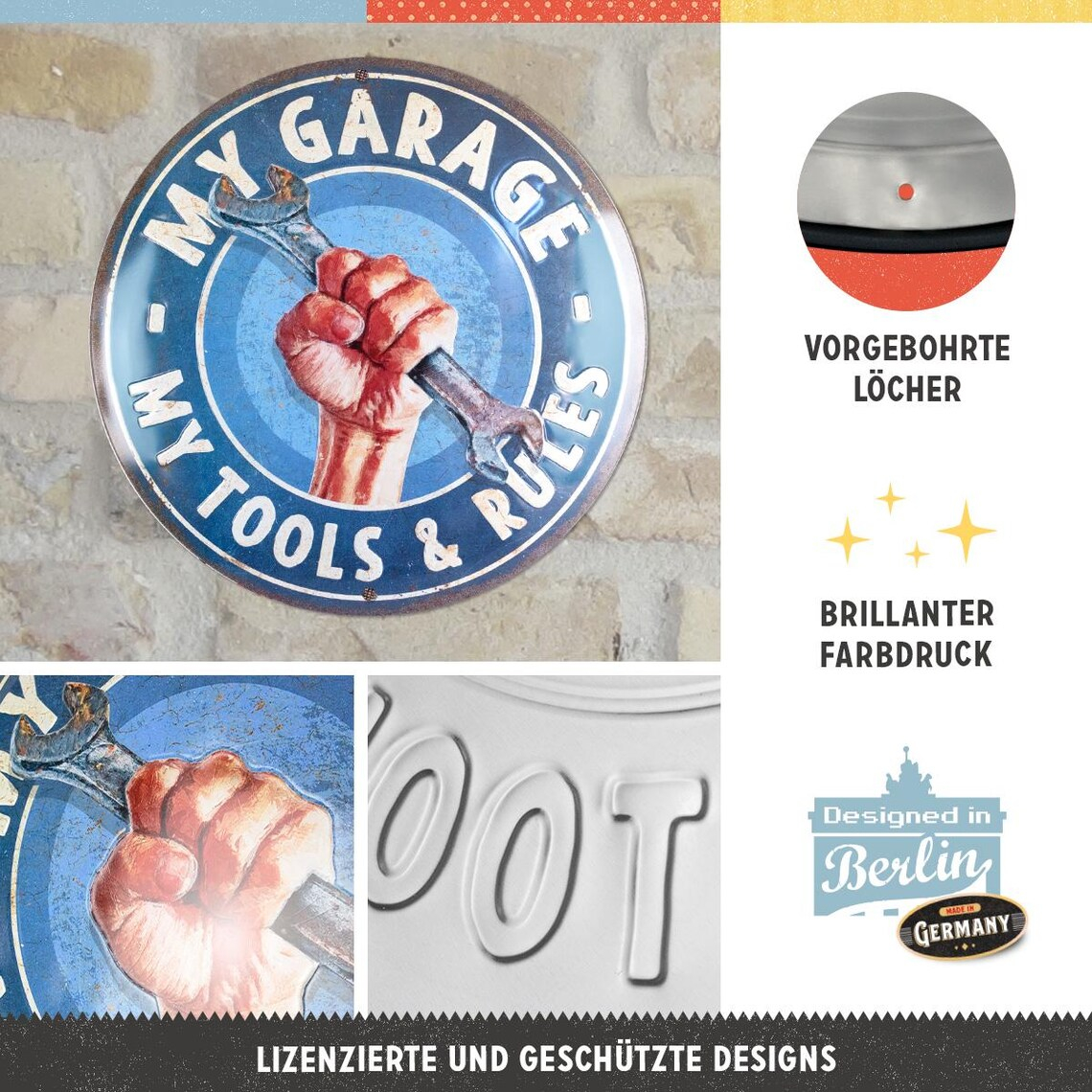 Placa decor 35cm My Garage My Tools Rules [3]