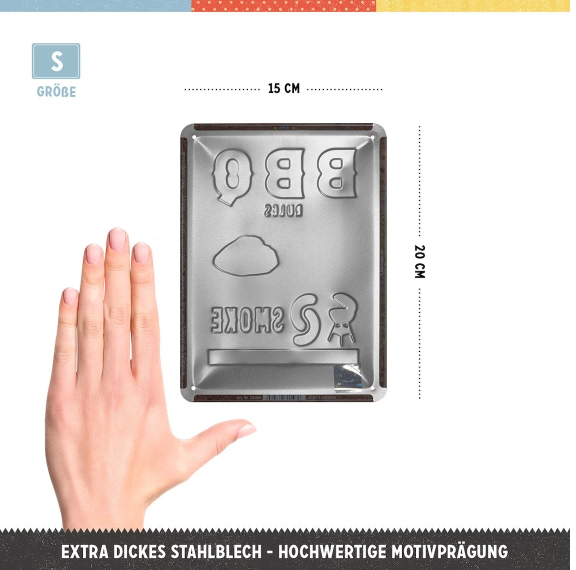 Placa decor metalica 15x20 BBQ Rules - Reguli pentru Gratar [2]