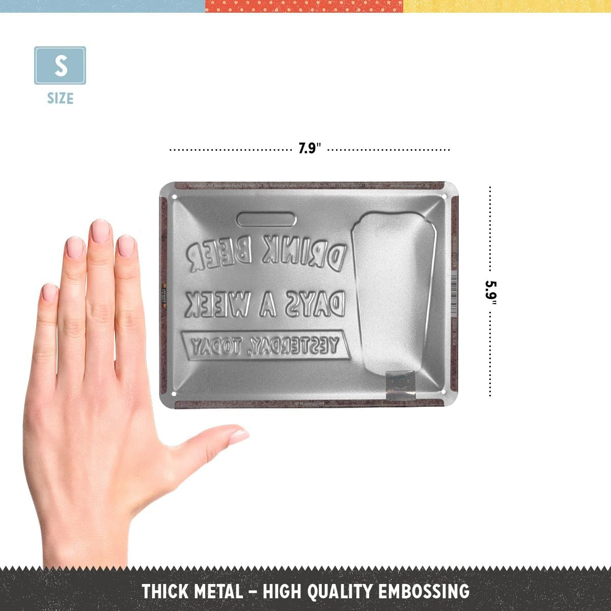 Placa decor metalica 15x20 Drink Beer Three Days - Beau bere 3 zile [2]