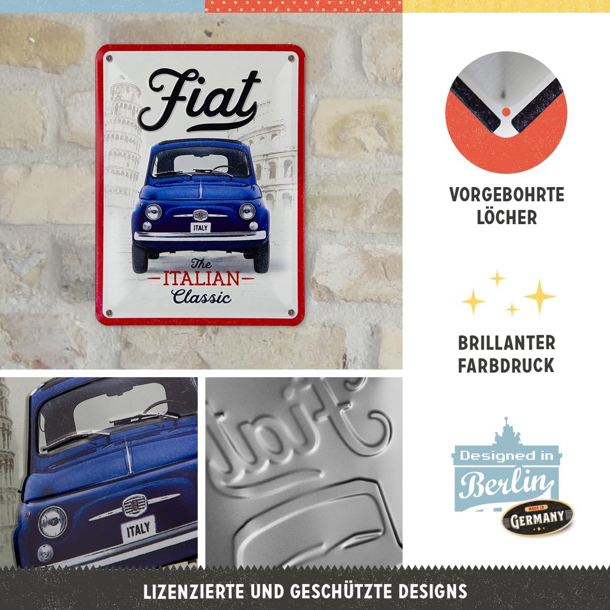 Placa decor metalica 15x20 Fiat 500 - The Italian Classic - Clasicul italienesc [3]
