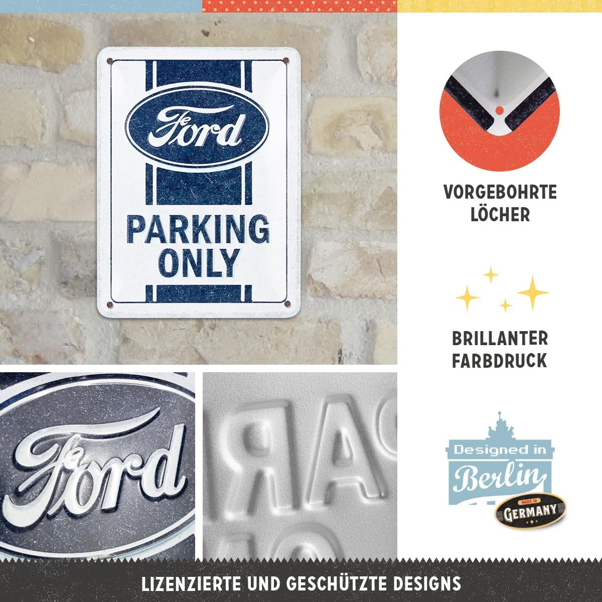 Placa decor metalica 15x20 Ford - Parking Only - Parcare numai pentru ford [3]