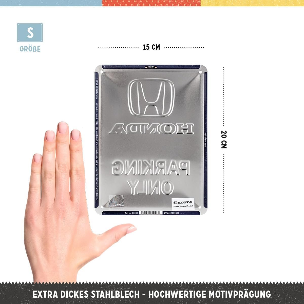 Placa decor metalica 15X20 Honda AM Parking Only - Parcare doar pentru Honda [2]