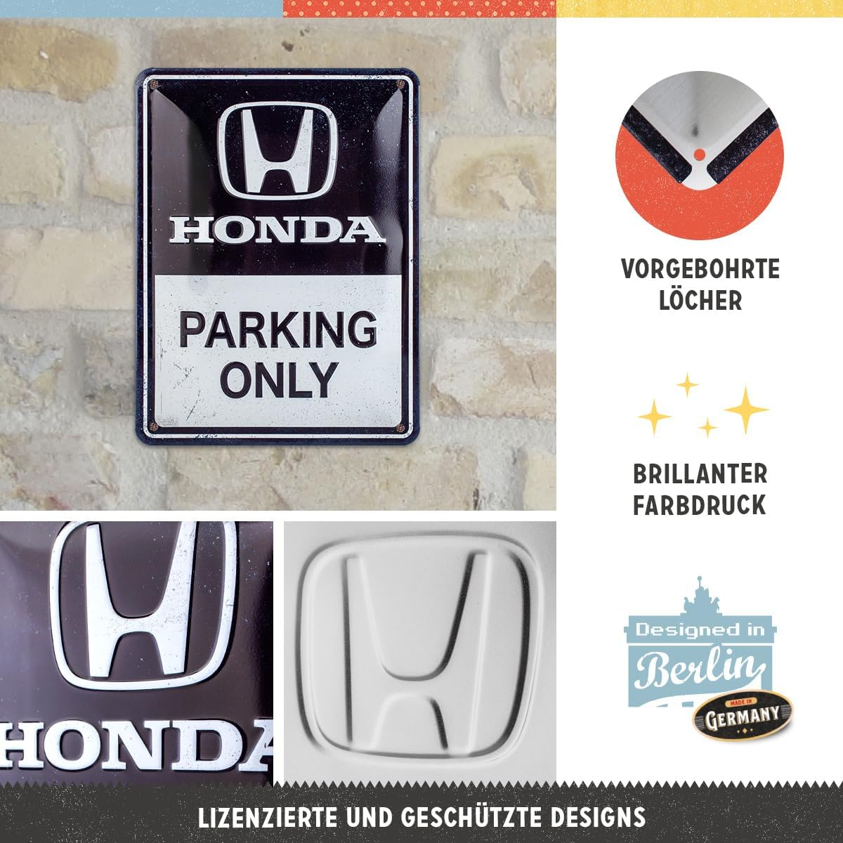 Placa decor metalica 15X20 Honda AM Parking Only - Parcare doar pentru Honda [3]