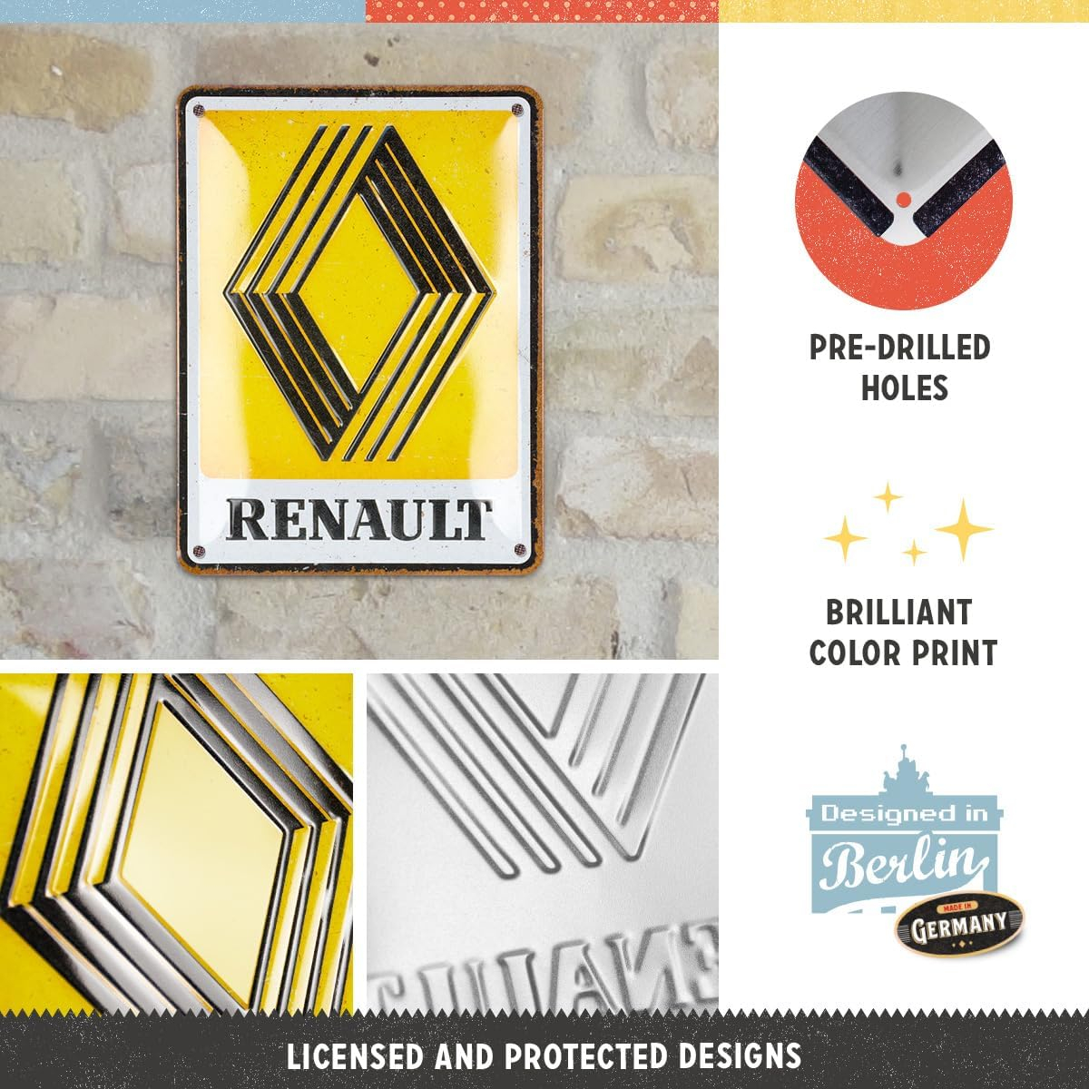 Placa decor metalica 15x20 Renault Logo 1972 [3]