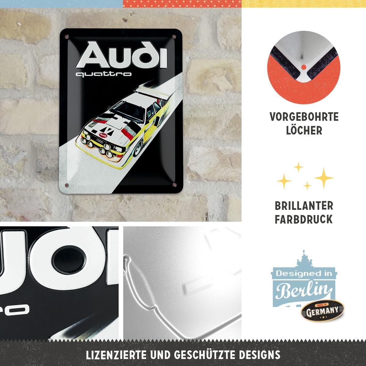 Placa decor metalica 15x20cm Audi Sport quattro - S1 E2 [3]