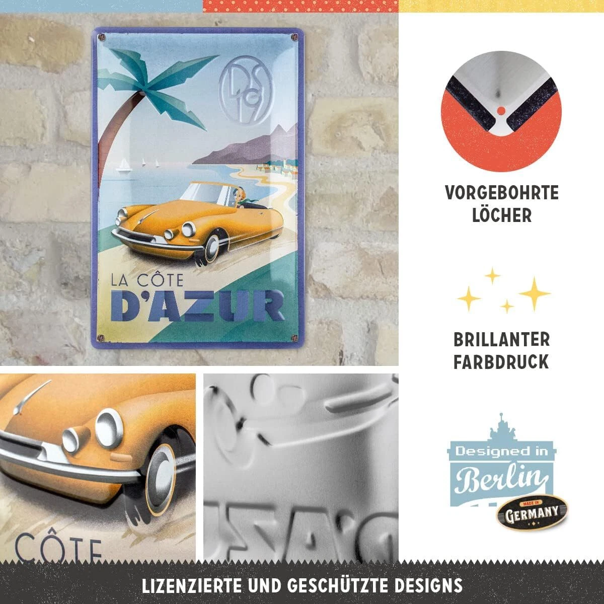 Placa decor metalica 20x30 Citroen DS La Cote D'Azur DS19 - Coasta de Azur [3]