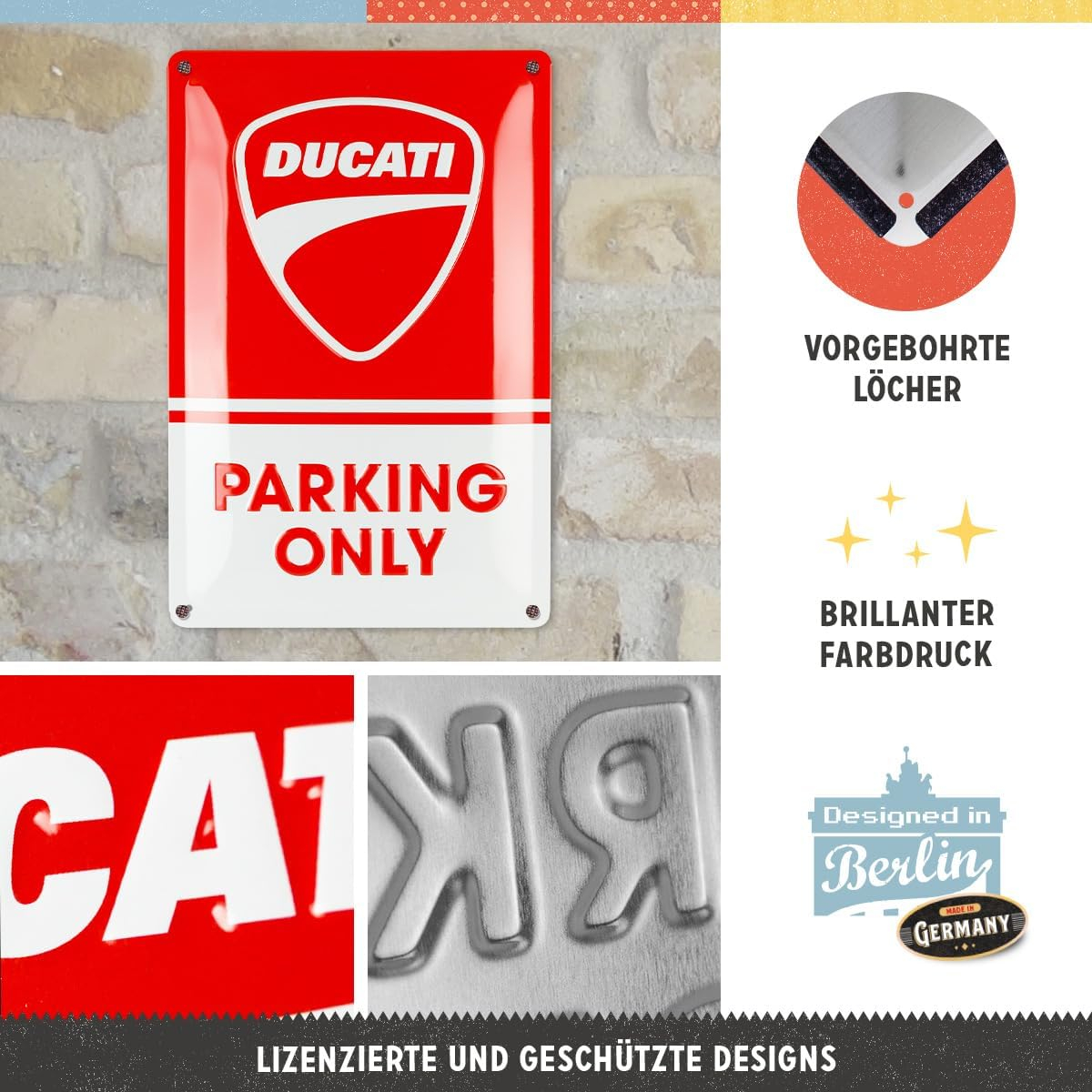Placa decor metalica 20x30 Ducati Parking Only - Parcare doar pentru Ducati [3]