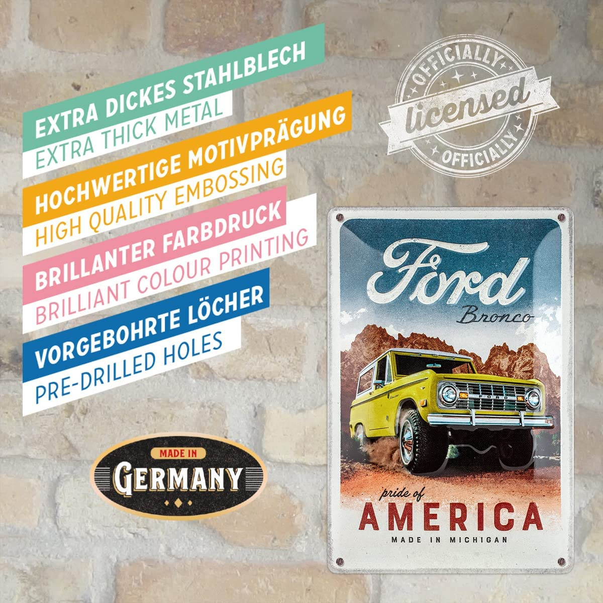 Placa decor metalica 20x30 Ford Bronco Pride of America - Mandria americii [4]