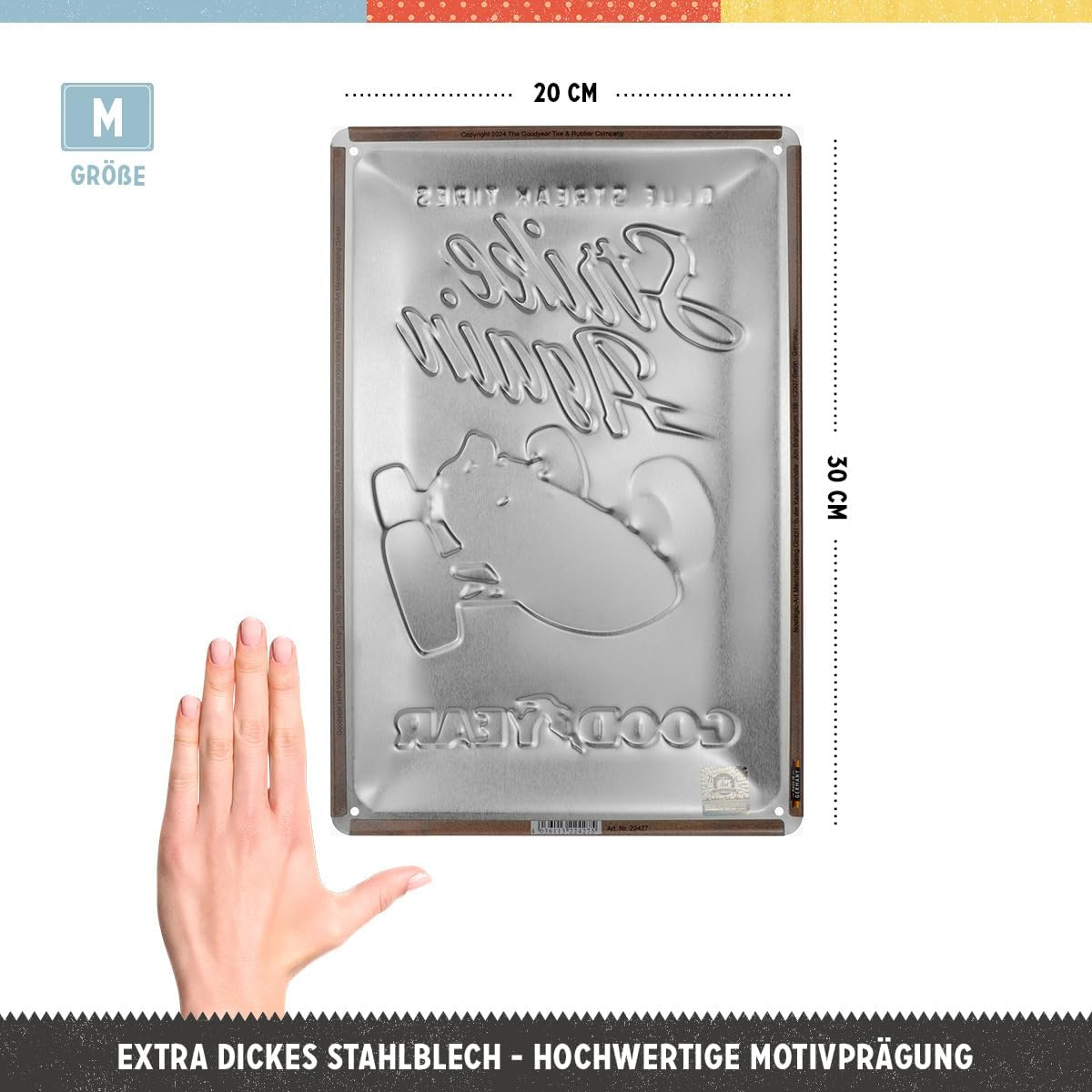 Placa decor metalica 20x30 Goodyear Blue Strikes again - Albastru loveste din nou [2]