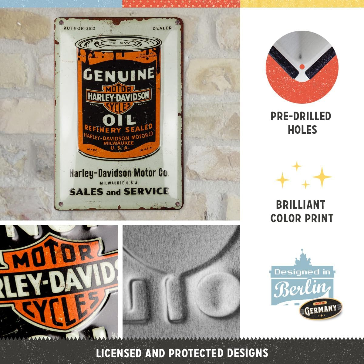 Placa decor metalica 20x30 Harley Davidson Genuine Oil Can - Butoi de ulei Autentic [3]