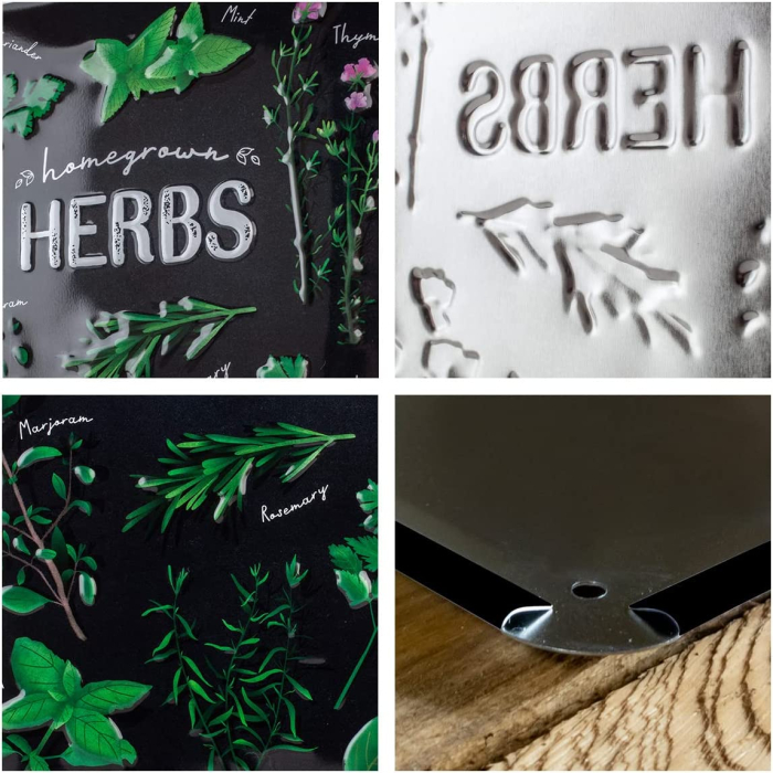 Placa decor metalica 20x30 Homegrown Herbs - Verdeturi crescute acasa [2]