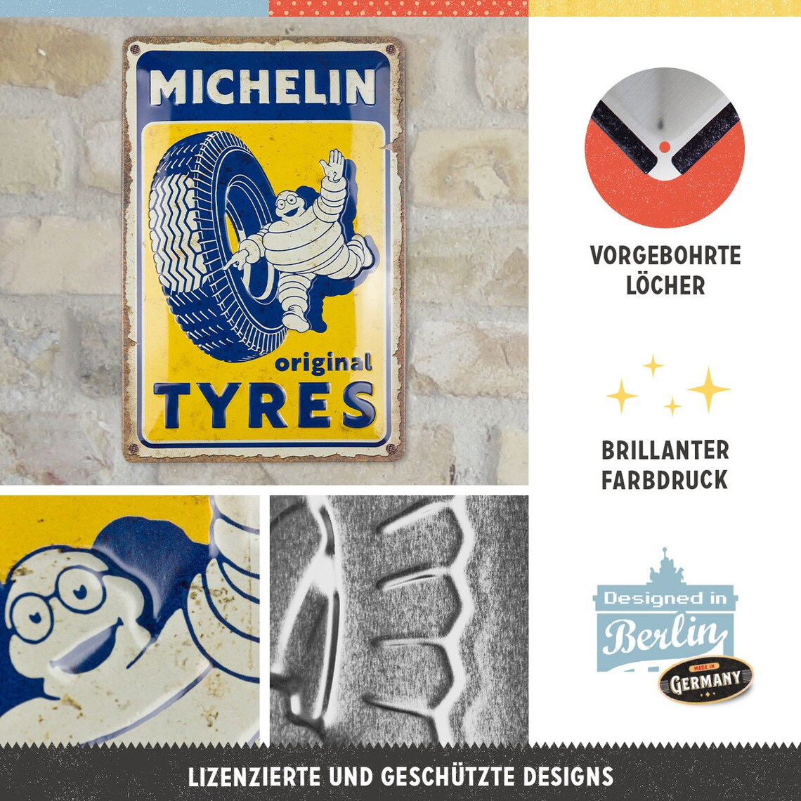 Placa decor metalica 20x30 Michelin - Original Tyres - Cauciucuri autentice [2]