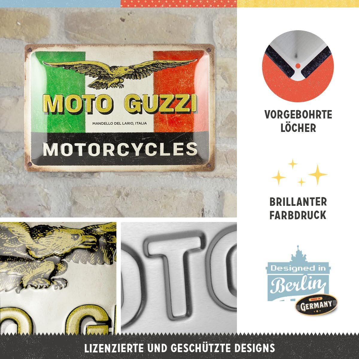 Placa decor metalica 20x30 Moto Guzzi Motorcycles Italia [3]
