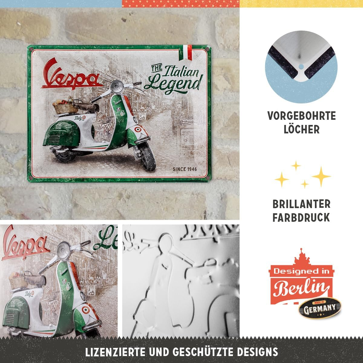 Placa decor metalica 30x40cm Vespa - Italian Legend - Legenda Italieneasca [3]