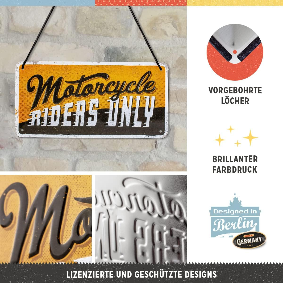 Placa decor metalica cu snur 10x20 Motorcycle Riders Only - Doar pentru Soferi de Motociclete [5]