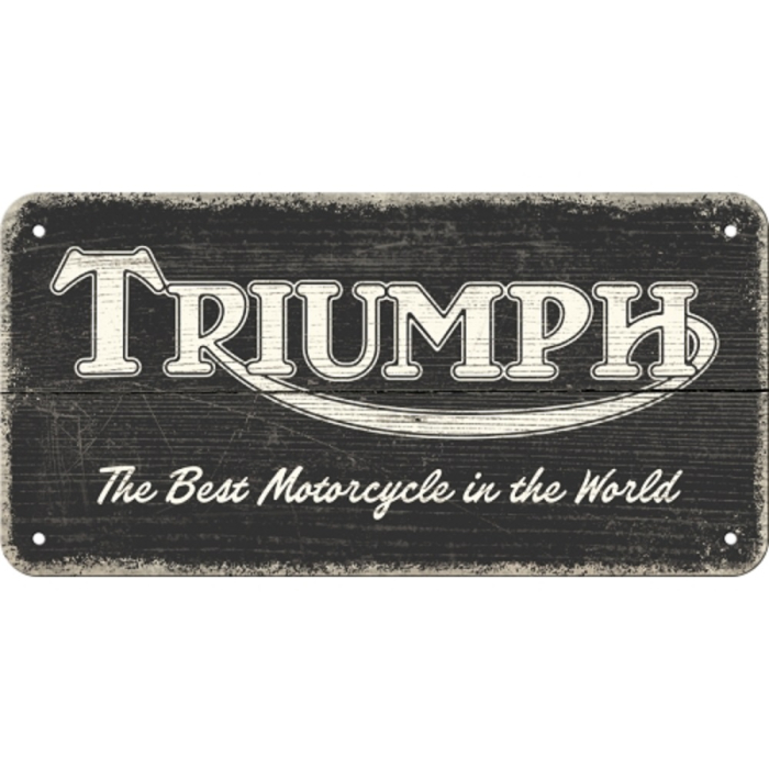 Placa decor metalica cu snur 10x20 Triumph - Logo Negru fundal de Lemn [3]