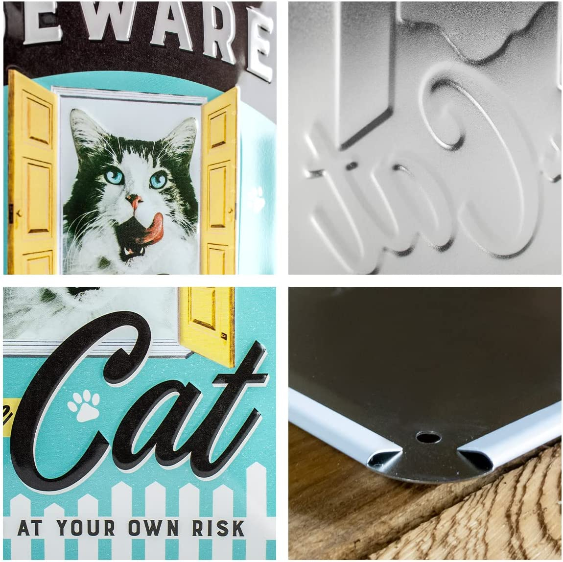 Placa metalica 15X20 Beware of the Cat - Atentie la pisica [3]