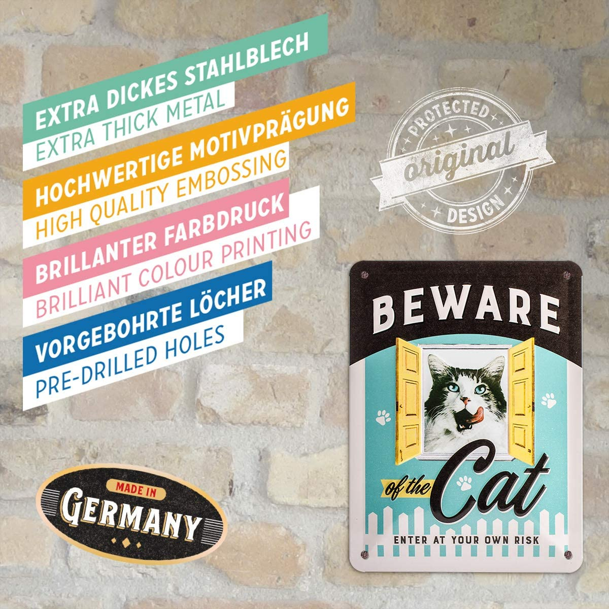 Placa metalica 15X20 Beware of the Cat - Atentie la pisica [4]
