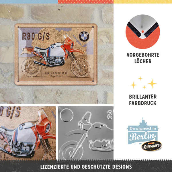 Placa metalica 15X20 BMW - R 80 G/S Paris Dakar [2]