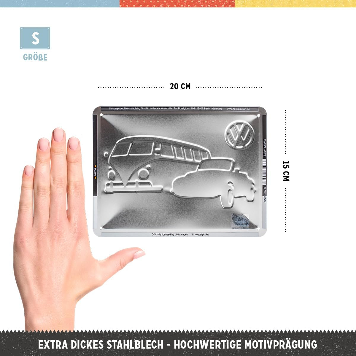 Placa metalica 15x20 cm VW - Meet The Classics - Faceti cunostinta cu clasicii [2]
