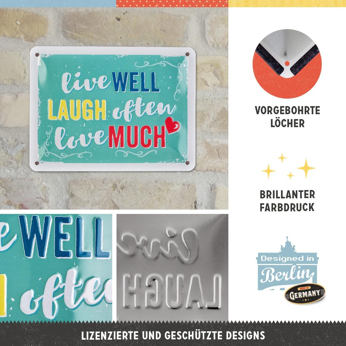 Placa metalica 15X20 Live Laugh Love - Traieste Rade Iubeste [3]