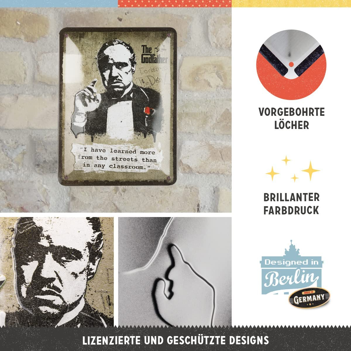 Placa metalica 15X20 The Godfather -Learn from the Streets - Nasul - Invatat de pe strada [3]