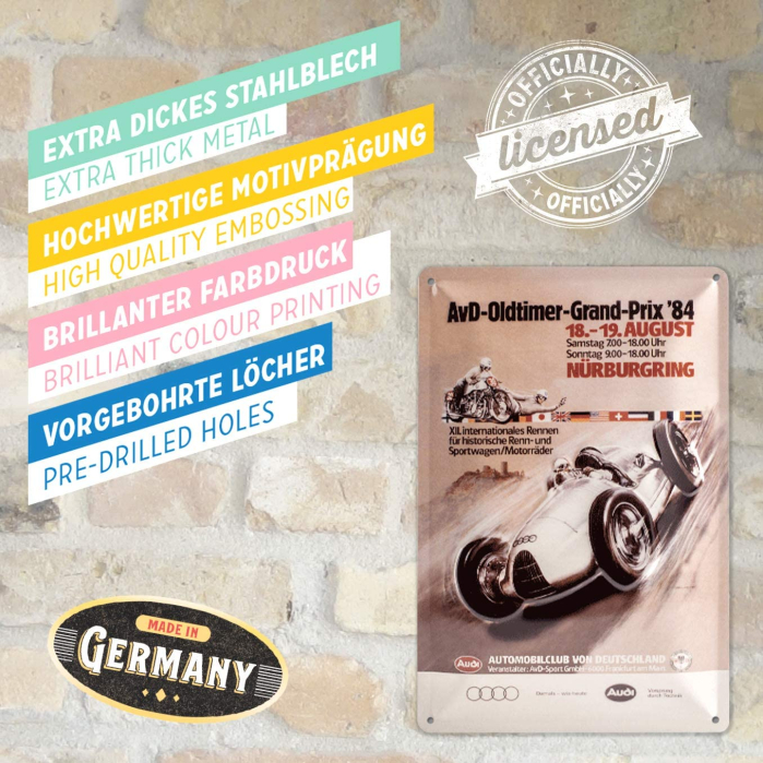 Placa metalica 20X30 Audi AvD Oldtimer Grand Prix [2]
