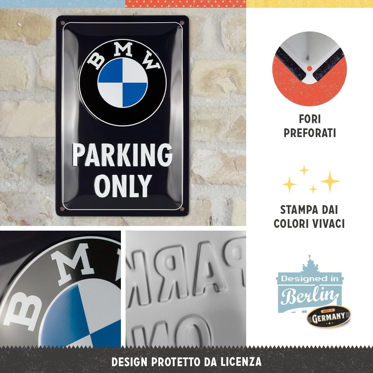 Placa metalica 20x30 BMW - Parking Only Classic Blue [3]