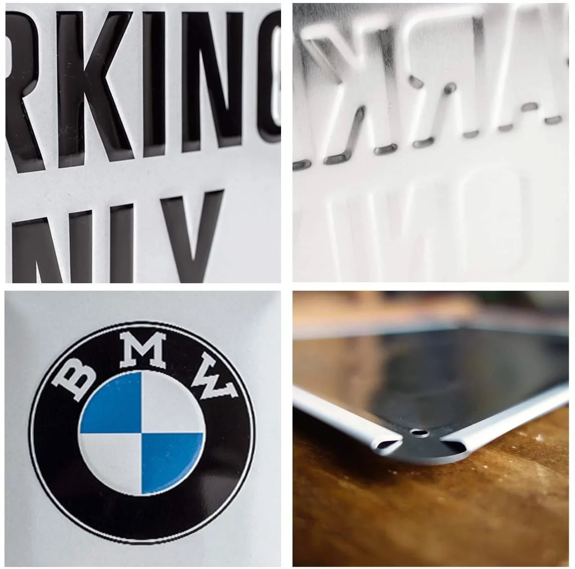 Placa metalica 20x30 BMW - Parking Only White - Parcare doar pentru BMW - pe alb [3]
