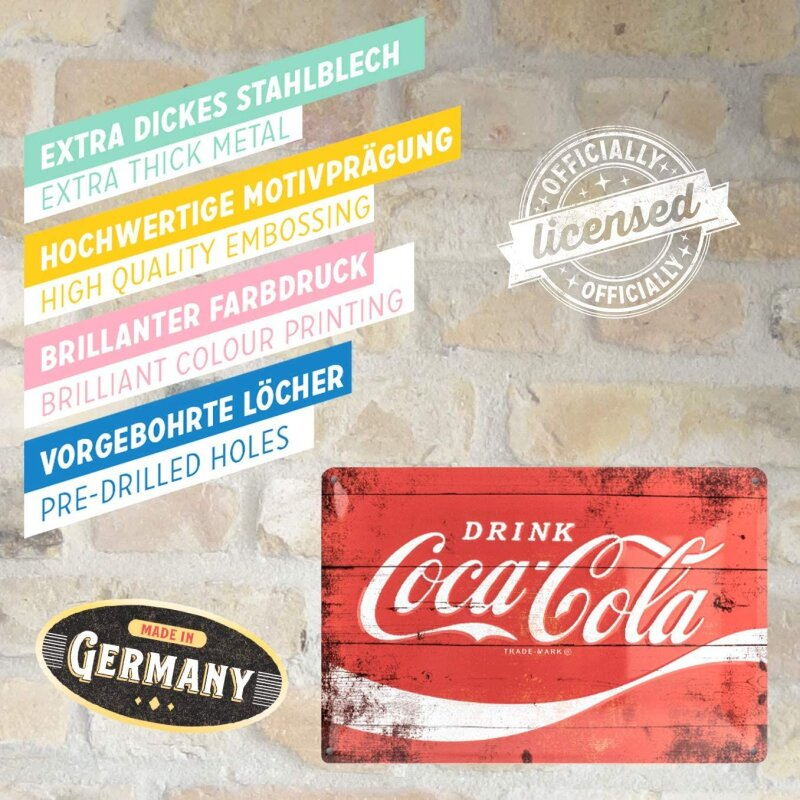 Placa metalica 20X30 Coca-Cola-Logo Red - sigla pe fundal Rosu [4]