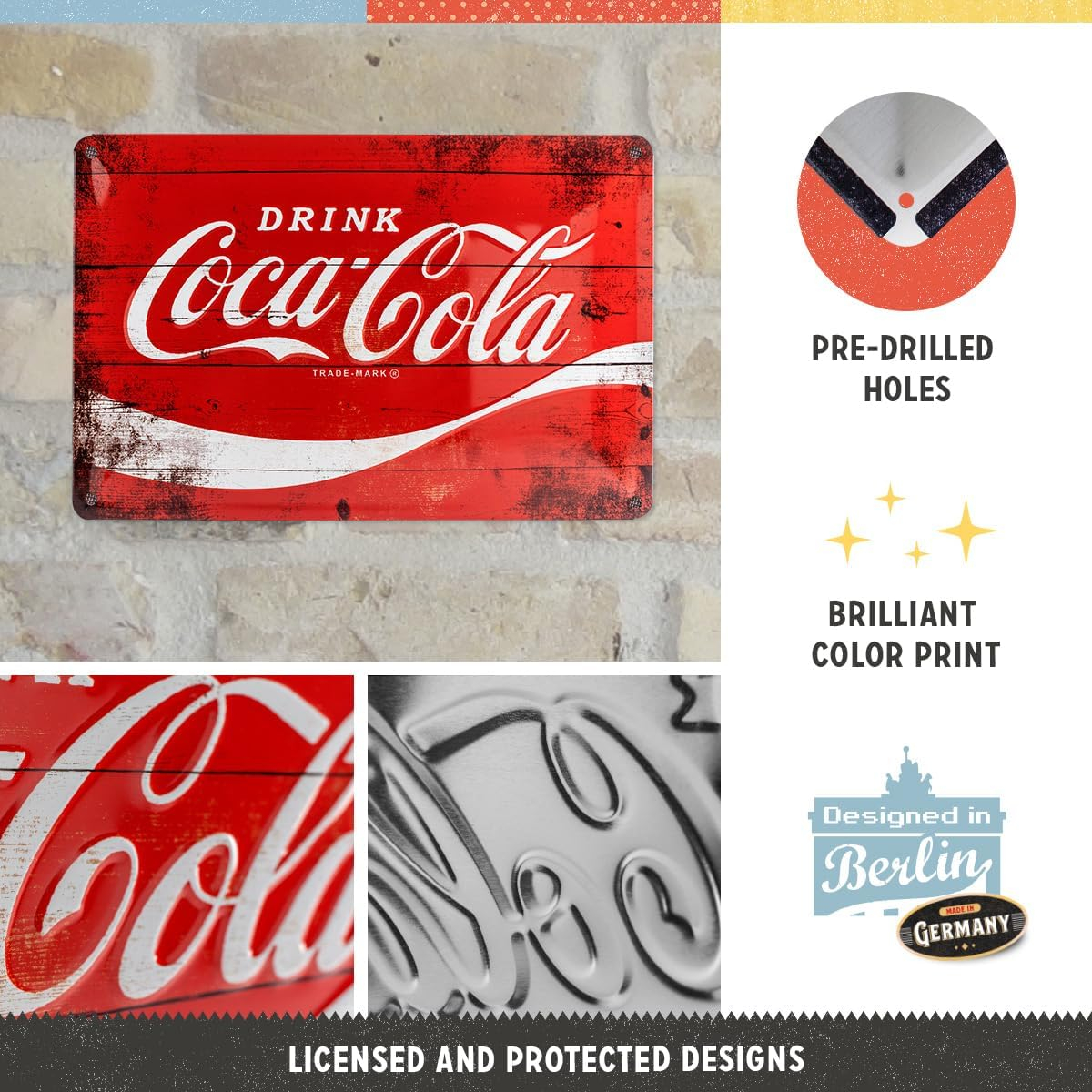 Placa metalica 20X30 Coca-Cola-Logo Red - sigla pe fundal Rosu [4]