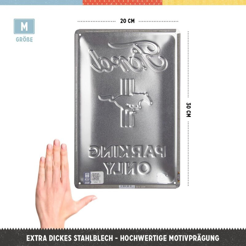 Placa metalica 20x30 Ford Mustang - Parking Only - Parcare doar pentru Ford Mustang [2]