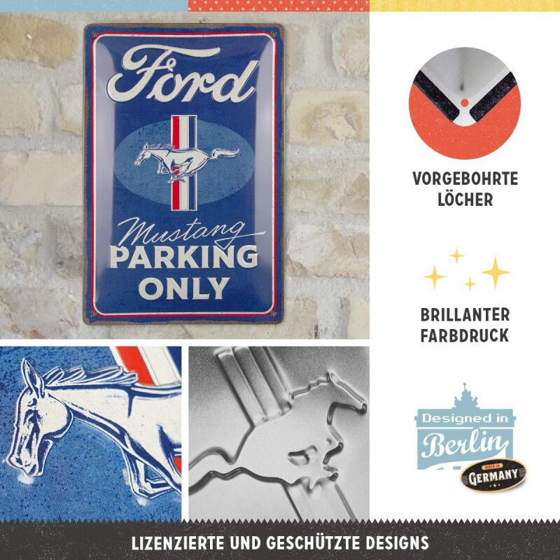 Placa metalica 20x30 Ford Mustang - Parking Only - Parcare doar pentru Ford Mustang [3]