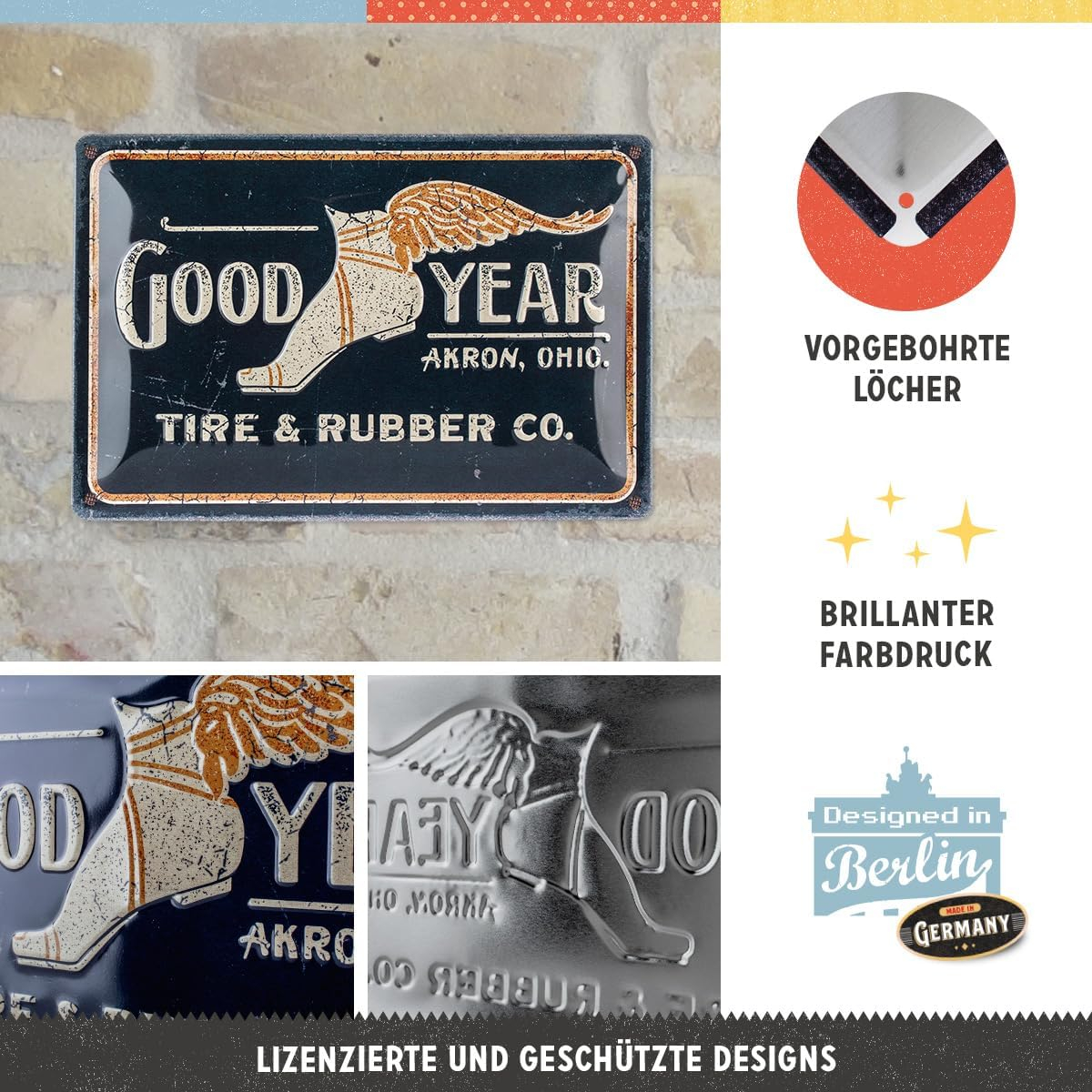 Placa metalica 20x30 Goodyear - Wing Foot Logo 1901 - Sigla Picior Inaripat 1901 [3]