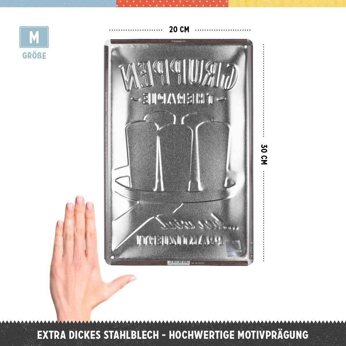 Placa metalica 20x30 Gruppentherapie Bier - Bere - Terapie de grup [2]