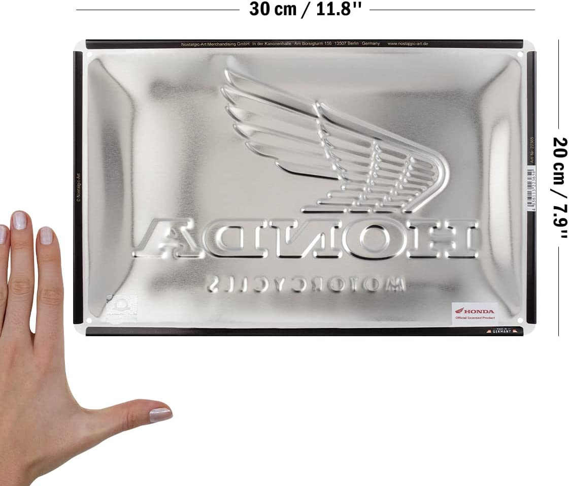 Placa metalica 20x30 Honda MC - Motorcycles Gold - Sigla Honda Moto pe auriu [2]