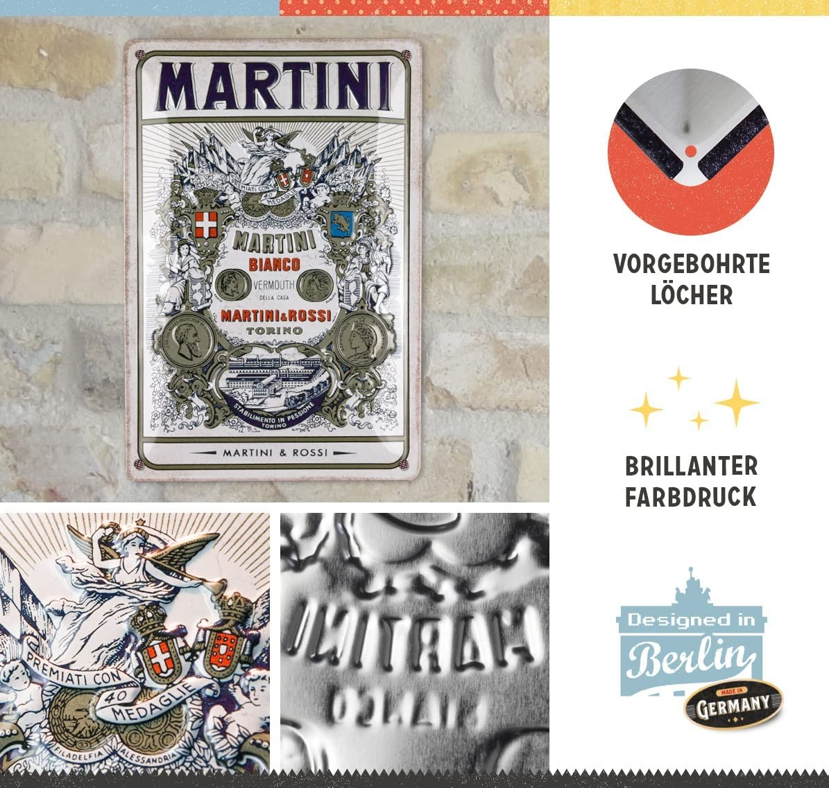 Placa metalica 20x30 Martini - Bianco Vermouth Label - Logo Martini Alb din Vermouth [3]