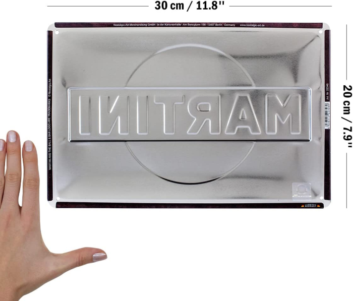 Placa metalica 20x30 Martini - Logo White - Sigla pe fundal Alb [3]