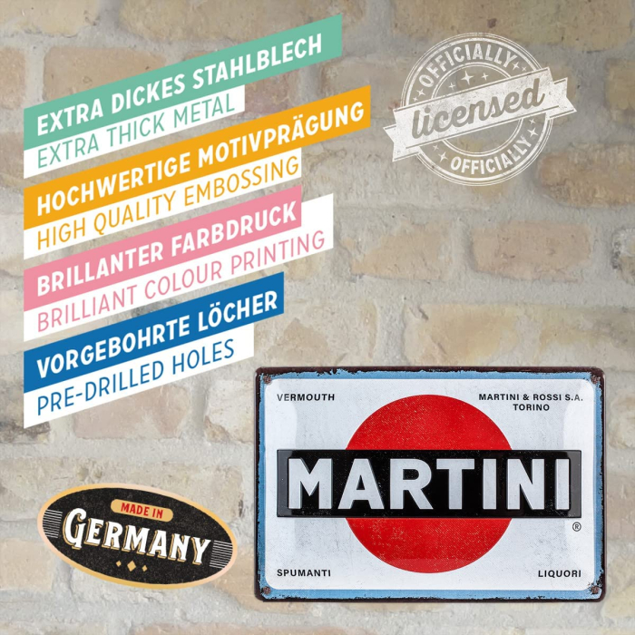 Placa metalica 20x30 Martini - Logo White - Sigla pe fundal Alb [4]